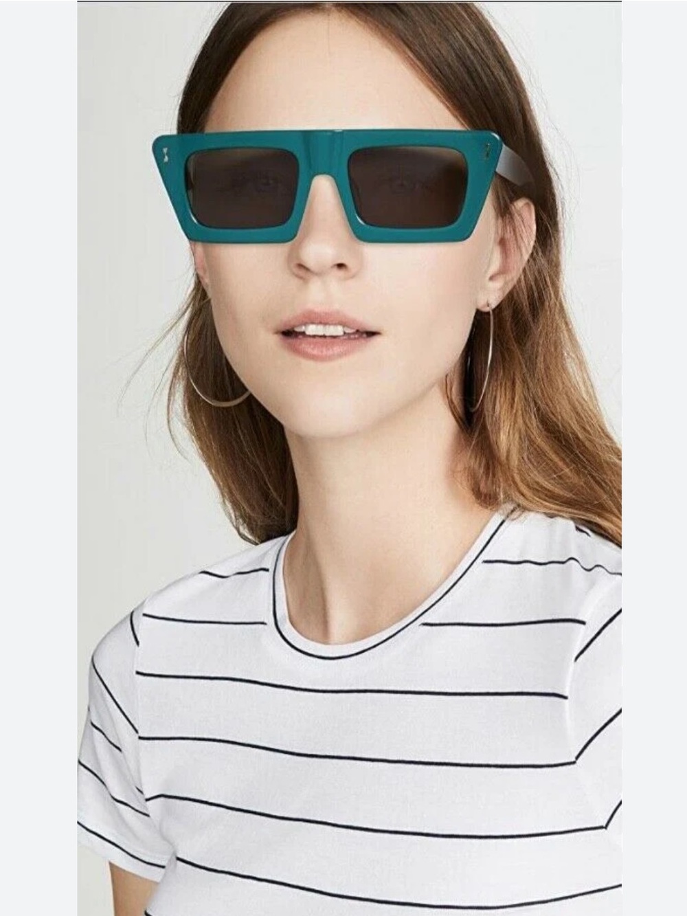 Zimmermann New Carnaby Petrol Green Flat Top Rectangular Frame Sunglasses NIB